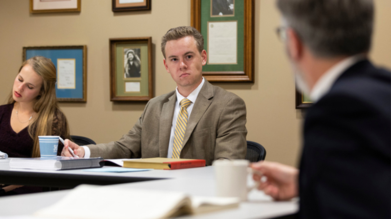 Dr. Matthew Spalding teaching a class at the Kirby Center.